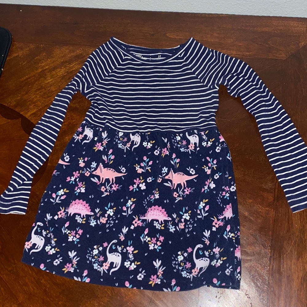 Long sleeve dress flowers and stripes